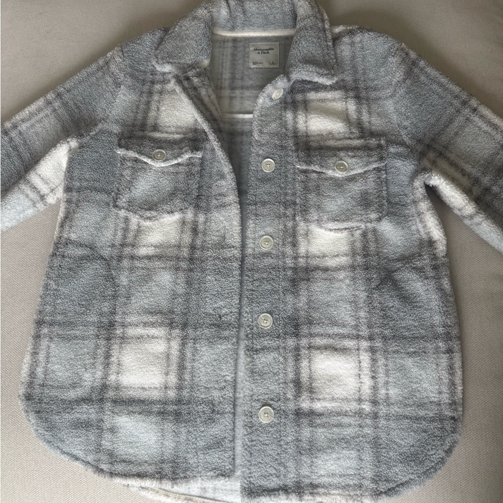 Abercrombie & Fitch Gray and Cream Sherpa Jacket
